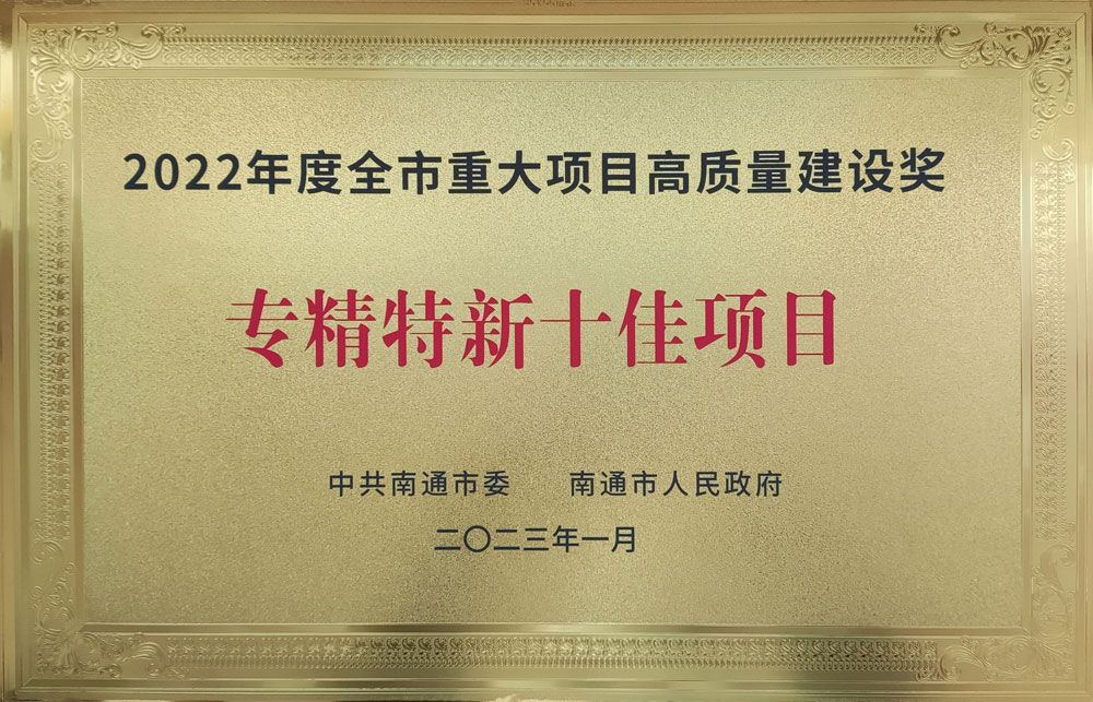 2022年度全市重大項目高質量建設獎